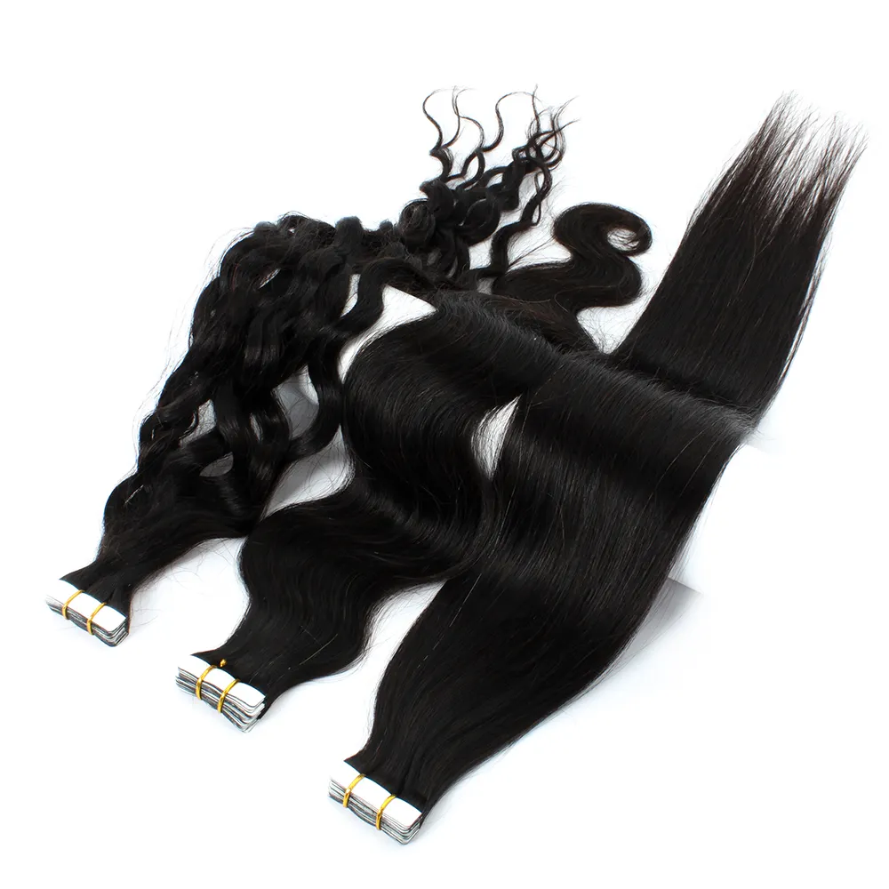 High Quality European Double Drawn Human Hair Tape in Hair extension Vendors,Grade 12A Tape in hair extensions