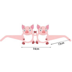 動物をテーマにした紙メガネかわいい豚ライオン牛象パーティー写真用小道具 & デコレーションケーキデコレーション用品 - Product Image 4