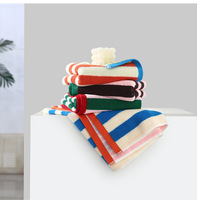 Ensemble de serviettes de bain en coton rayé de luxe, style cabana rétro, tissu éponge ultra absorbant pour hôtel de luxe, décoration intérieure