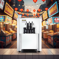 Machine à glace molle automatique South Africa Hot Sable Equipments avec poudre de crème glacée, yaourt et lait, haute productivité, 3 saveurs