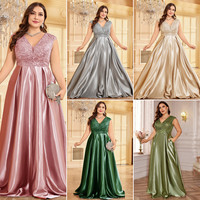 Robes de soirée luxueuses grande taille Ly2483d pour femmes, sans manches, col en V, satin, dentelle, coupe trapèze, robes de mariée pour demoiselles d'honneur