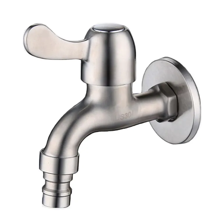 Factory price stainless steel SUS304 bibcock valve G1/2 water tap wall mounted faucet outside garden tap washing machine spigot