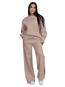 2025 autunno Trendy abbigliamento donna oversize in pile Set felpa pantaloni a zampa tuta tuta per allenamento Jogging abbigliamento sportivo - Product Image 2