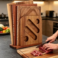 Ensemble de planches à découper en bois d'acacia Book Design, 3 pièces, plateau de service en bois avec support pour la cuisine, les légumes, la viande, les charcuteries