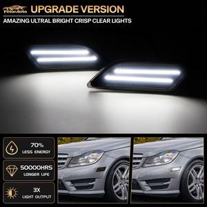 Nuevas Luces Laterales LED Blancas FetonAuto para Mercedes-Benz Clase C W204 C250/C300/C350/C63 AMG 2012-2014 con 1 Año de Garantía - Product Image 2