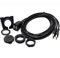 Câble USB 2.0 double port pour montage en voiture, extension mâle-femelle encastrable