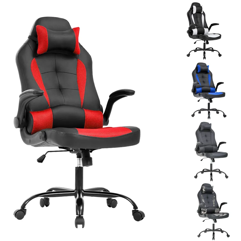 KAIYI Leather executive high back flip up arms computer adults ergonomic gaming chair racing