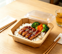 Boîte alimentaire jetable carrée en papier kraft imperméable pour boulangerie, camping, pique-nique, restaurant et vente en gros