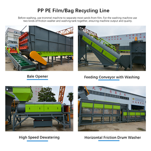 Ligne de lavage automatique de films plastiques recyclables avec ouvre-bales, équipement de convoyage et de séchage pour sacs tissés usagés et films d'emballage - Product Image 5