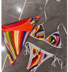 Nouvelles collections de maillots de bain 4 pièces avec <span class=keywords><strong>bandeau</strong></span> et grands foulards de plage, ensemble bikini sexy pour femmes, design de créateur - Product Image 6