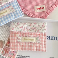 Trousse de maquillage compacte en polyester rouge rose à motif dessin animé, avec fermeture éclair, organiseur de toilette, étui de beauté à carreaux