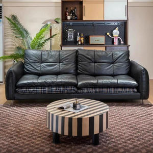 Canapé droit <span class=keywords><strong>en</strong></span> <span class=keywords><strong>cuir</strong></span> véritable de style Mid-Century, convertible double face, <span class=keywords><strong>pour</strong></span> salon - Product Image 1