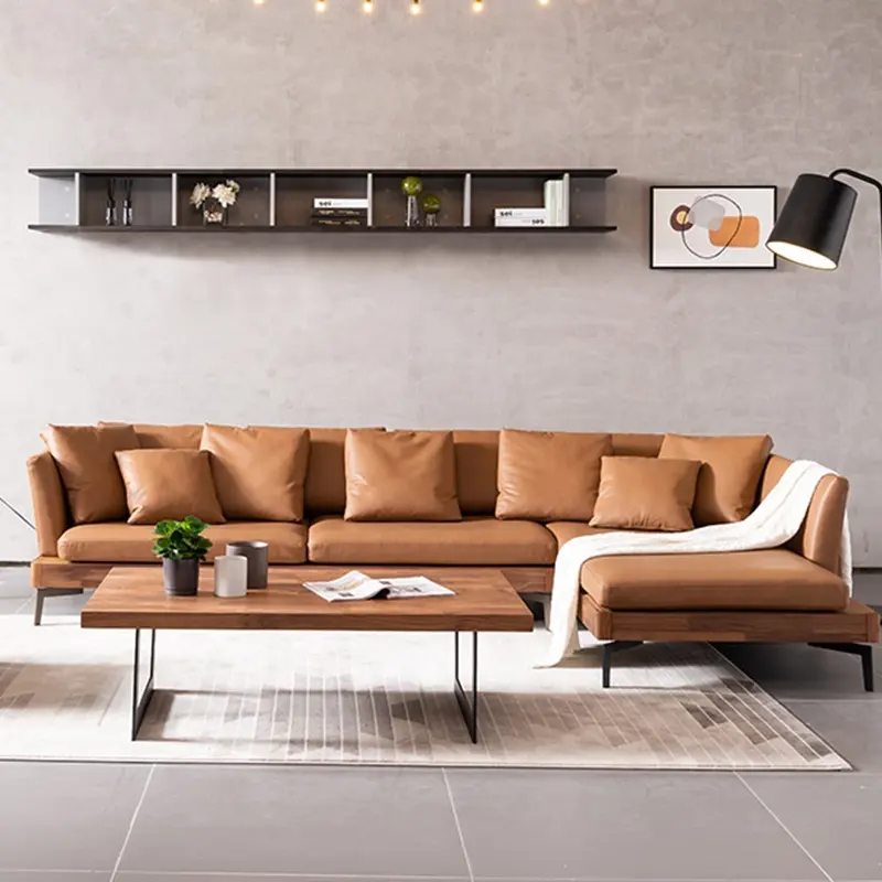 Phong cách sống nhiều màu phong cách Bắc Âu sofa cắt ngủ dễ dàng làm sạch sofa da đặt đồ nội thất phòng khách