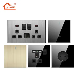Saso quality mark British standard 16A wall sockets with USB stainless mirrors material 250V light switch