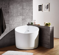 Baignoire japonaise autoportante en acrylique blanc, design moderne, baignoire de trempage pour 1 personne