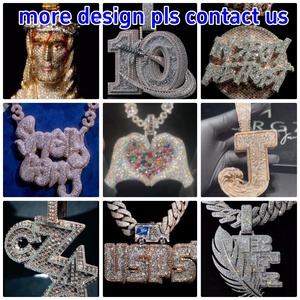 Cá Nhân Người Đàn Ông Charms 925 Bạc Iced out Hiphop Thư Mặt Dây Chuyền Phù Hợp Với Cuba Liên Kết Chuỗi Moissanite Kim Cương Ban Đầu Thư Mặt Dây Chuyền - Product Image 4