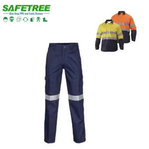 Ce en20471 Class 2 Úc tiêu chuẩn như/NZS cao có thể nhìn thấy phản quang an toàn cotton quần Hi VIS quần