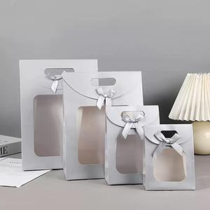 Handmade Luxury Flip Handbag with Transparent Window Art Paper Gravure Printing Customizable <b>Bow</b>-Birthday <b>Gift</b> Craft Bag - Product Image 1