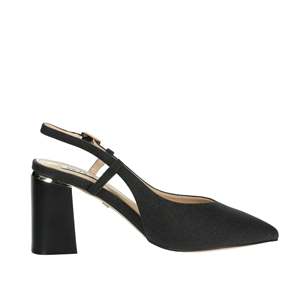 Zapatos de tacón para mujer Keys Donna Slingback K-10612 Argento Pumps Black Heel - Product Image 4