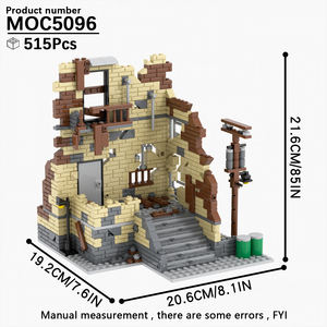 NOUVEAU Jouet de scène militaire de la Seconde Guerre mondiale, les ruines de la guerre, maison en ruine, brisée, bricolage, cadeau, ensembles de blocs de construction MOC, jouets pour enfants, MOC5096 - Product Image 3