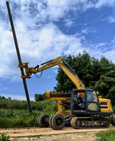 Machine de forage et d'érection électrique à double mode (sur roues et sur chenilles) pour poteaux et pieux, avec moteur intégré, 3000 mm, pour la construction