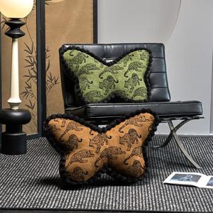Hot Sale Jacquard Leopard Pattern Butterfly <strong>Cushion</strong> with Plush Trim Unique <strong>Statement</strong> Pillow for Modern Interior Design - Product Image 2