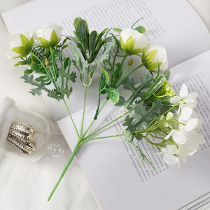 Ramo de <span class=keywords><strong>Flores</strong></span> Artificiales de Seda para Boda, Decoración de Interiores para el Hogar, <span class=keywords><strong>con</strong></span> Plantas Verdes, Temporada 4, Cabezas de Rosa Marí<span class=keywords><strong>a</strong></span> - Product Image 5
