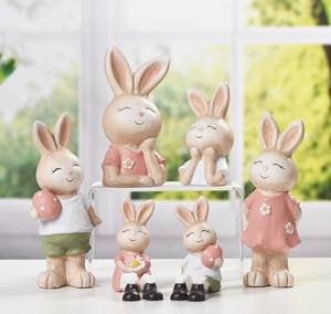 Vente chaude <span class=keywords><strong>en</strong></span> céramique décor à la maison drôle <span class=keywords><strong>lapin</strong></span> mignon ornements de Pâques animal fée jardin cadeau artisanat pour la décoration intérieure extérieure - Product Image 2