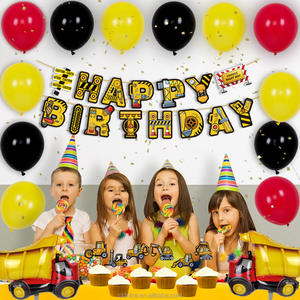 لطيفة الكرتون البناء لوازم حفلة عيد ميلاد مجموعات راية البالون الاطفال صبي حفلة رجال الاطفاء حزب - Product Image 5