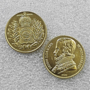 Pièces commémoratives de style antique du Brésil 1850, 10000 réis - Pedro II, cadeaux, décoration de la maison - Product Image 1