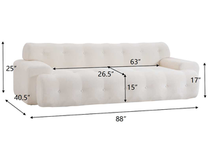 Cloud 3 Seater Chenille Sofa Set Button Tufted Comfy Upholstery Convertible Modular Sectional Sofa for Apartment Villa Snow - Product Image 5