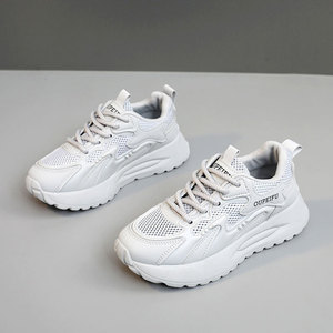 Zapatillas Deportivas Casuales de Verano para Mujer, con Cordones, Punta Redonda, Suela Gruesa, Forro de Algodón, Entresuela de EVA, Color Negro - Product Image 4