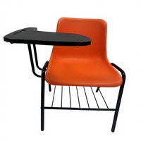 Chaise de formation empilable moderne avec tablette d'écriture et structure en métal, construction en plastique PP