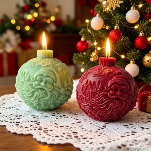 Embossed <b>Christmas</b> Ball Scented Candle Santa Snowflake Handmade Soy Candle Xmas Gift Decor - Product Image 1