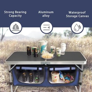 Armoire de cuisine portable avec boîte de rangement pour le <span class=keywords><strong>camping</strong></span> en plein air, <span class=keywords><strong>table</strong></span> pliante réglable en hauteur, <span class=keywords><strong>valise</strong></span> légère - Product Image 5