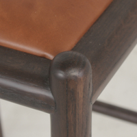 Chaise de bar en bois massif, fabrication directe d'usine, avec dossier ondulé et coussin en cuir