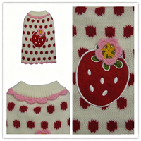 Pull pour chien Sweet Princess, broderie fraise, vêtements tricotés pour animaux de compagnie, chauds pour l'hiver