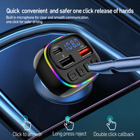 Lecteur MP3 Bluetooth pour voiture avec câble de charge à trois ports et chargeur de voiture 5V 3A pour appels mains libres lorsqu'il est connecté à l'alimentation