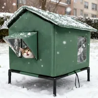 Maison pour chat d'extérieur, abri isolé et chaud pour chat avec coussin, maison pour chat d'intérieur et d'extérieur toutes saisons, facile à assembler pour les chats d'hiver