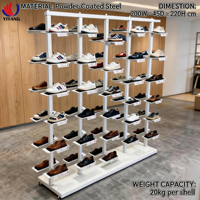 Présentoir rotatif en fer à 8 niveaux pour chaussures, détachable, avec roulettes et étagères