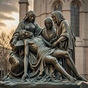 Estatua cristiana católica decimotercera estación tamaño real abajo de la Cruz cuerpo de Jesús tomado famoso Jesús 14 estación escultura de latón - Product Image 1