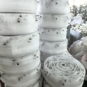 Nastro in poliestere a rete traslucida con bottoni a pressione in metallo argentato, larghezza 8 cm, doppia banda a scala <span class=keywords><strong>per</strong></span> cucito <span class=keywords><strong>tende</strong></span> - Product Image 4