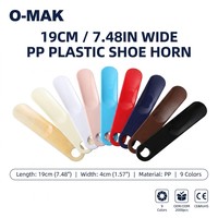 Chausse-pied plat en plastique PP personnalisé de 19 cm (7,5 pouces) de large, grand trou de suspension rond, 9 couleurs, logo personnalisé, OEM, MOQ 2000 pièces