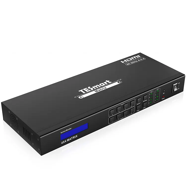 TESmart-conmutador de vídeo HDR HDCP 2,2 Smart EDID UHD, matriz HDMI con salida de Audio L/R, 4x4, 4 en 4