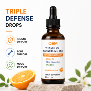 Gotas Líquidas de Vitamina D3, Magnesio y Zinc OEM, Sabor Naranja, Triple Defensa, Apoyo Inmunológico, Óseo y del Estado de Ánimo, Suplemento Oral en Gotas - Product Image 1