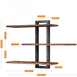Three Tier Wall Mounted Shelf Iron Wood 28.3in 3 Layers <b>Storage</b> <b>Rack</b> For Bathroom <b>Kitchen</b> Living Room - Product Image 1