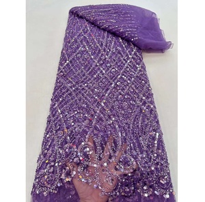 Vente directe, prix raisonnable, dentelle nigériane avec paillettes et perles, motifs <span class=keywords><strong>Aso</strong></span> <span class=keywords><strong>Oke</strong></span> pour les femmes nigérianes, vêtements de fête - Product Image 3