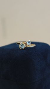 Bague en or jaune 18 carats Xinfly, forme de cœur, tendance, avec aquamarine en forme de triangle - Product Image 2