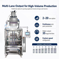 Ligne de production de machine d'emballage et de cartonnage de sachets de poudre de café instantané 3 en 1 à 6 voies, certifiée CE, à entraînement servo