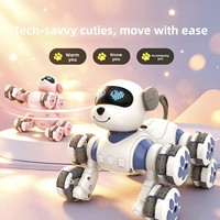 Robot chien télécommandé électrique intelligent en plastique à huit roues, jouet acrobatique rose mignon pour enfants
